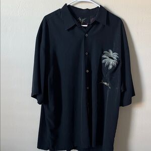 Black Palm Tree Embroidered Men's Shirt